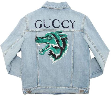 gucci wolf denim jacket|Gucci denim jackets for men.